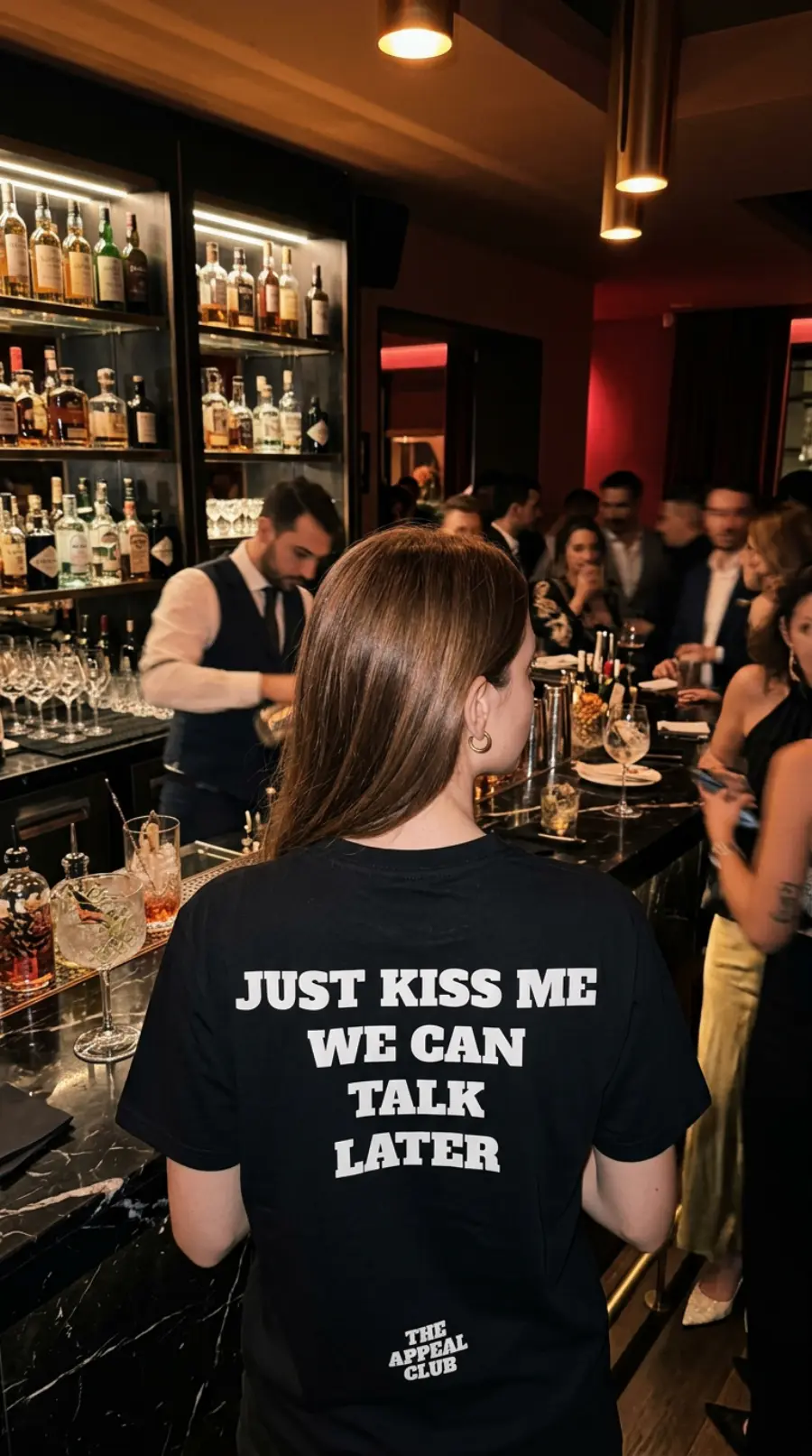 Person from behind at the bar